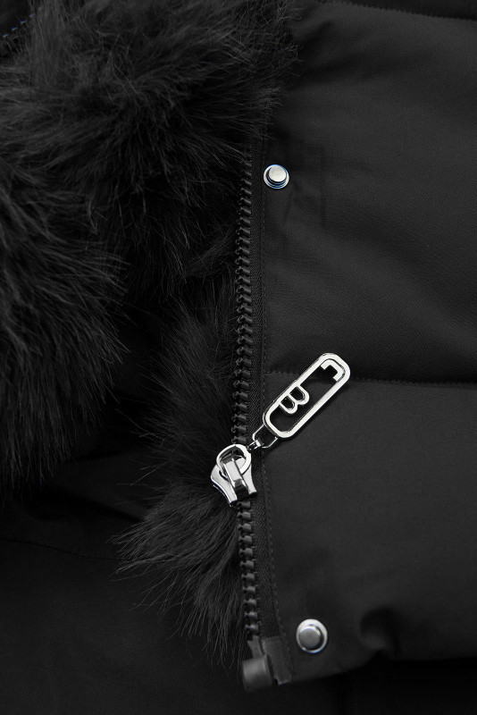 Zimná bunda s odopínacou umelou kožušinou čierna