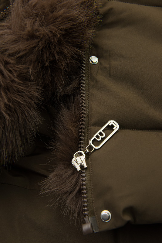 Zimná bunda s odopínacou umelou kožušinou hnedá