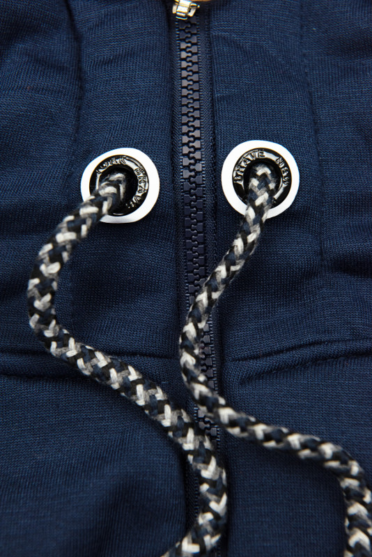 Tmavomodrá dlhá mikina so šikmým zipsom