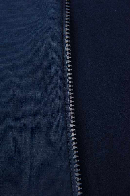 Tmavomodrá dlhá mikina so šikmým zipsom