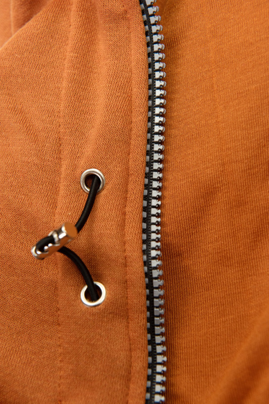 Terakota mikina so saténovým lemom