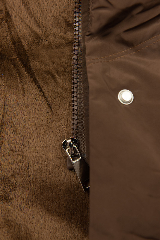 Hnedá zimná vesta s kapucňou