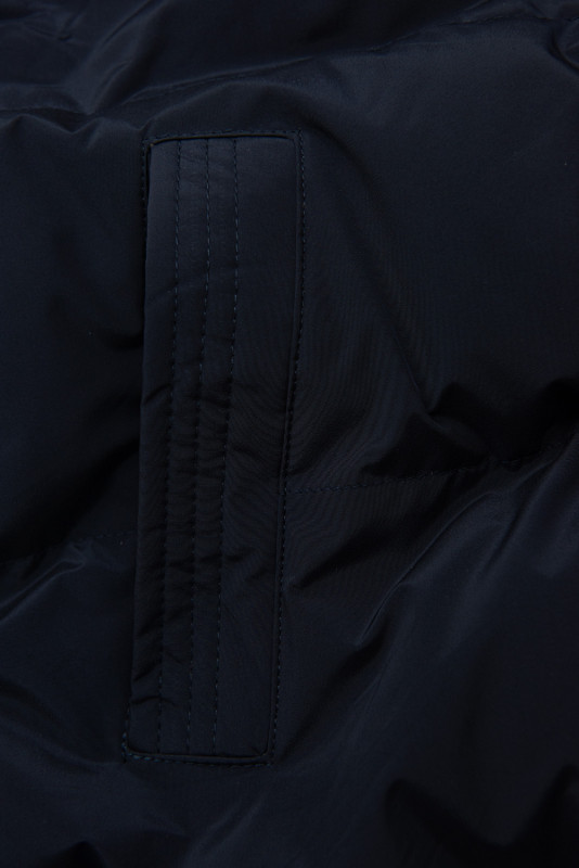 Tmavomodrá dlhá prešívaná vesta