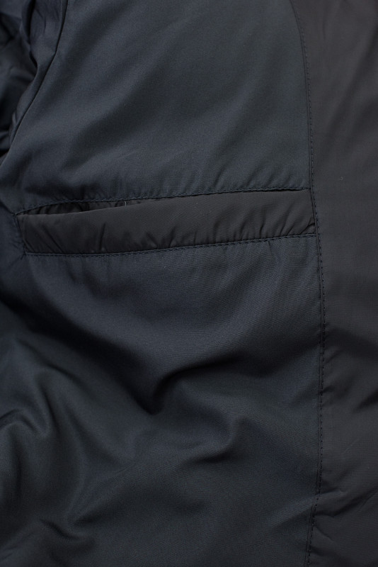 Tmavomodrá dlhá zimná bunda s kožušinou