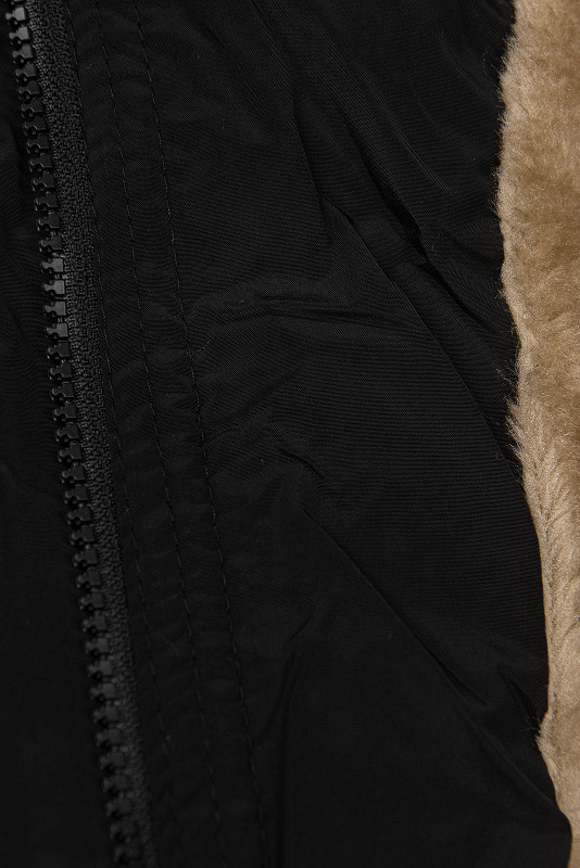 Čierna zimná bunda s plyšovou podšívkou