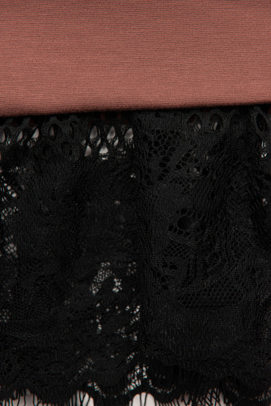 Ružové mikinové šaty s čipkou