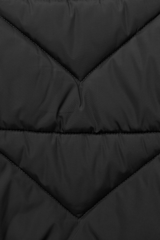 Elegantná zimná bunda s kožušinou, čierna