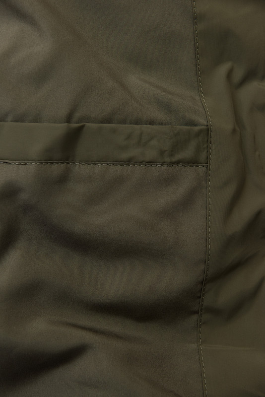 Elegantná zimná bunda s kožušinou, khaki