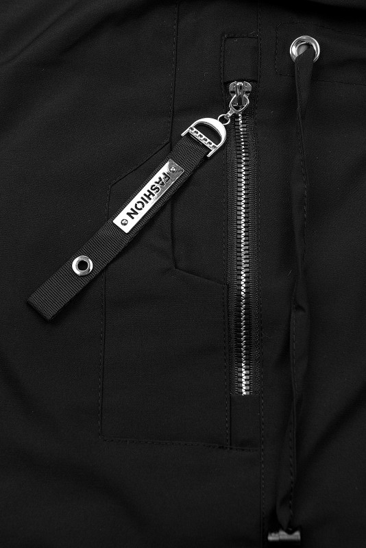 Zimná bunda/parka so sťahovaním v páse čierna