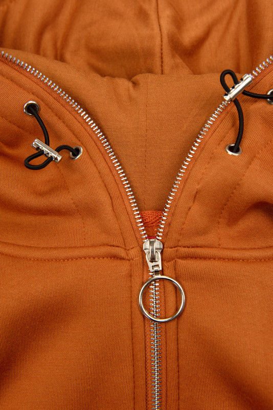 Terakota mikina na zips s kapucňou