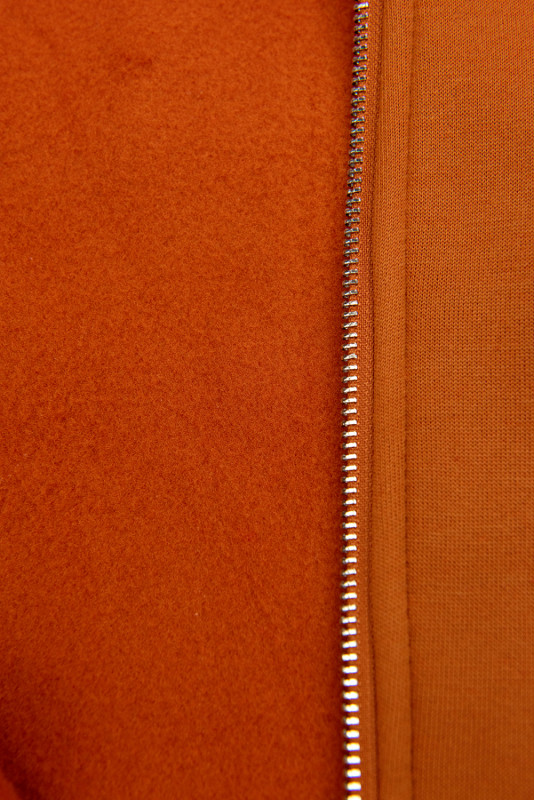 Terakota mikina na zips s kapucňou