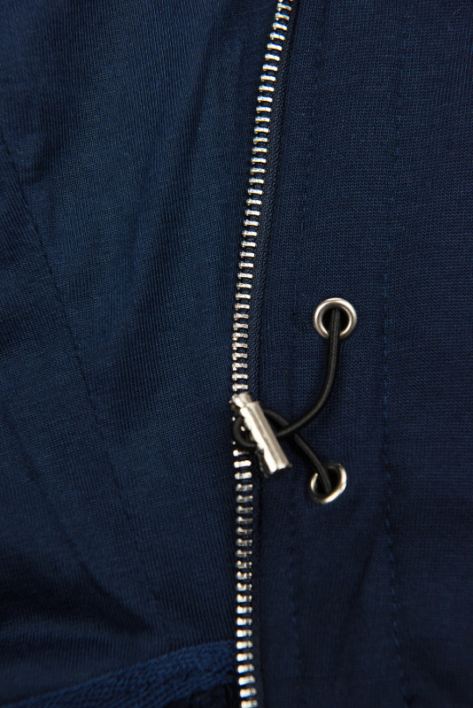 Tmavomodrá mikina na zips s kapucňou