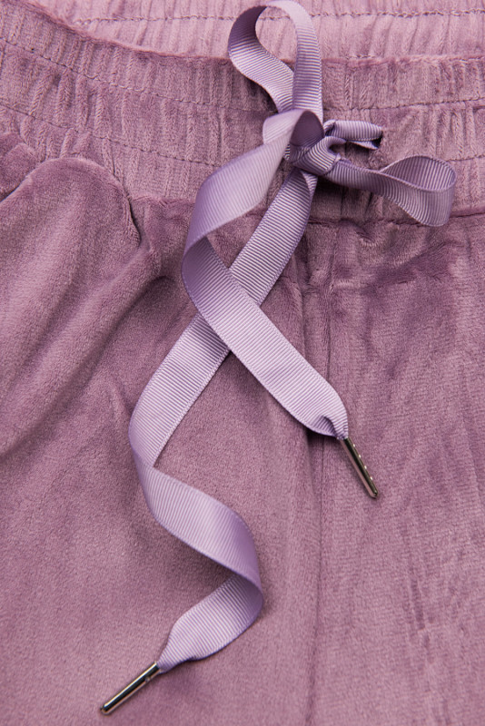 Mauve zamatové teplákové nohavice