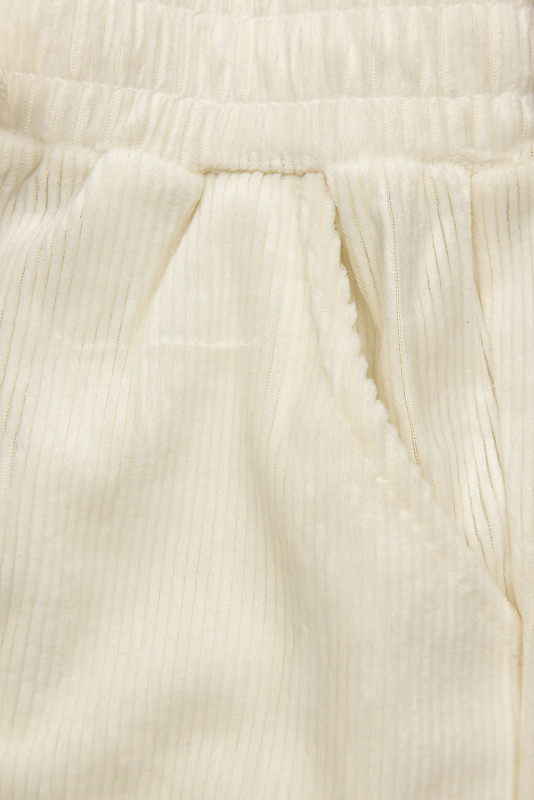 Ecru nohavice so šnurovaním v páse