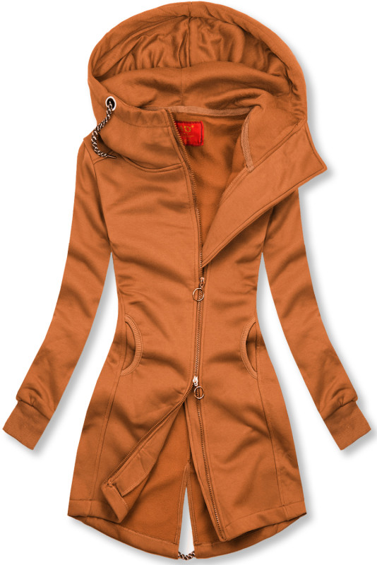 Terakota predĺžená mikina na zips