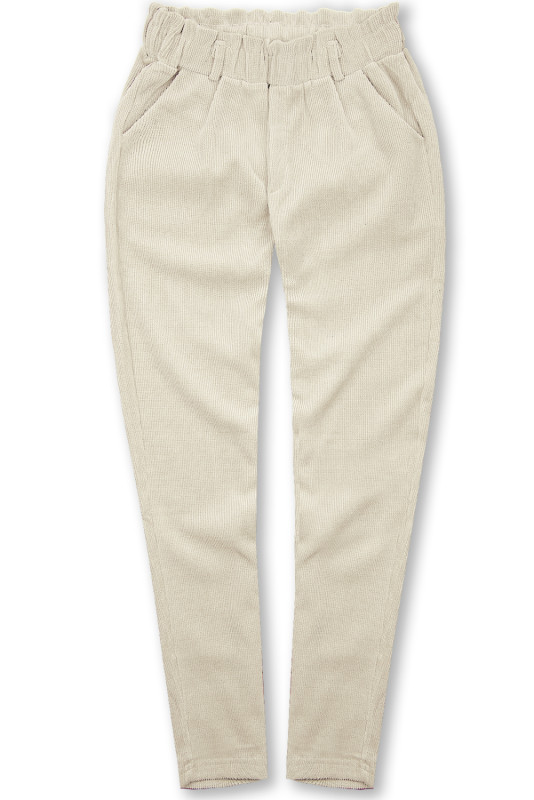 Ecru ležérne nohavice s gumou v páse