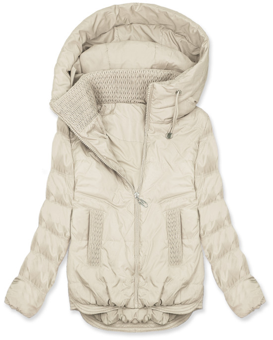 Prechodná bunda s kapucňou krémová