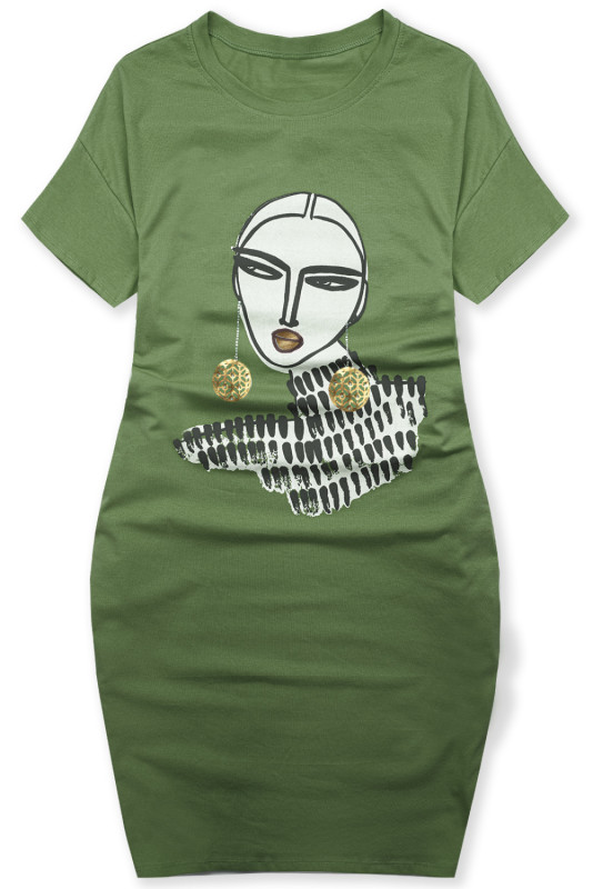 Khaki plus size šaty MODEL