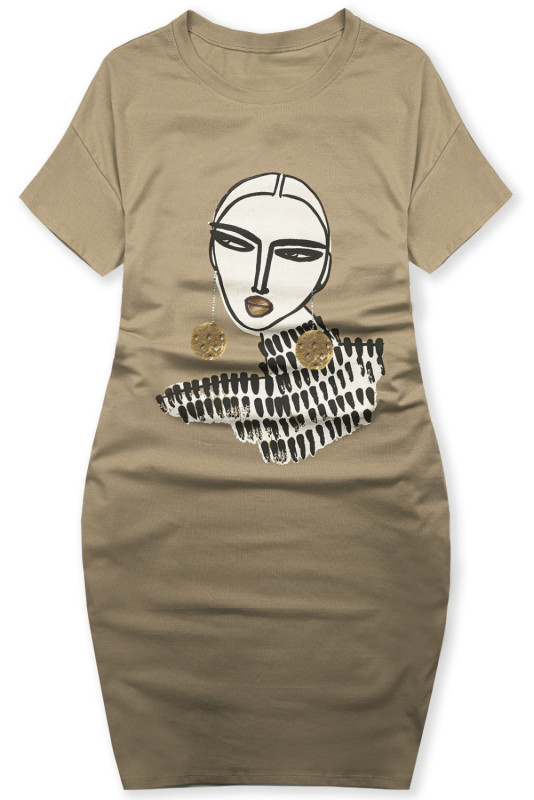 Pieskovohnedé plus size šaty MODEL