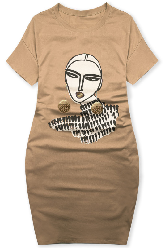 Kávovohnedé plus size šaty MODEL