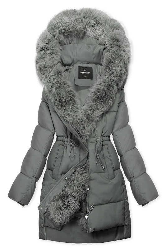 Zimná bunda s odopínacou umelou kožušinou sivá