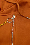 Terakota dlhá mikina so šikmým zipsom