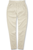 Ecru ležérne nohavice s gumou v páse