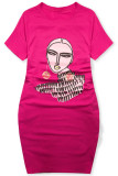 Fuchsiovoružové plus size šaty MODEL