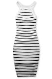 Biele pruhované šaty na ramienka