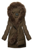 Zimná bunda s odopínacou umelou kožušinou hnedá
