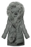 Zimná bunda s odopínacou umelou kožušinou sivá