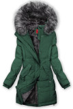 Tmavozelená zimná bunda so sivým plyšom